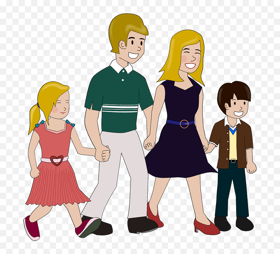 Dad Mom Daughter Son Clipart - Clipart Family Walking Emoji,Mom And Dad Emoji