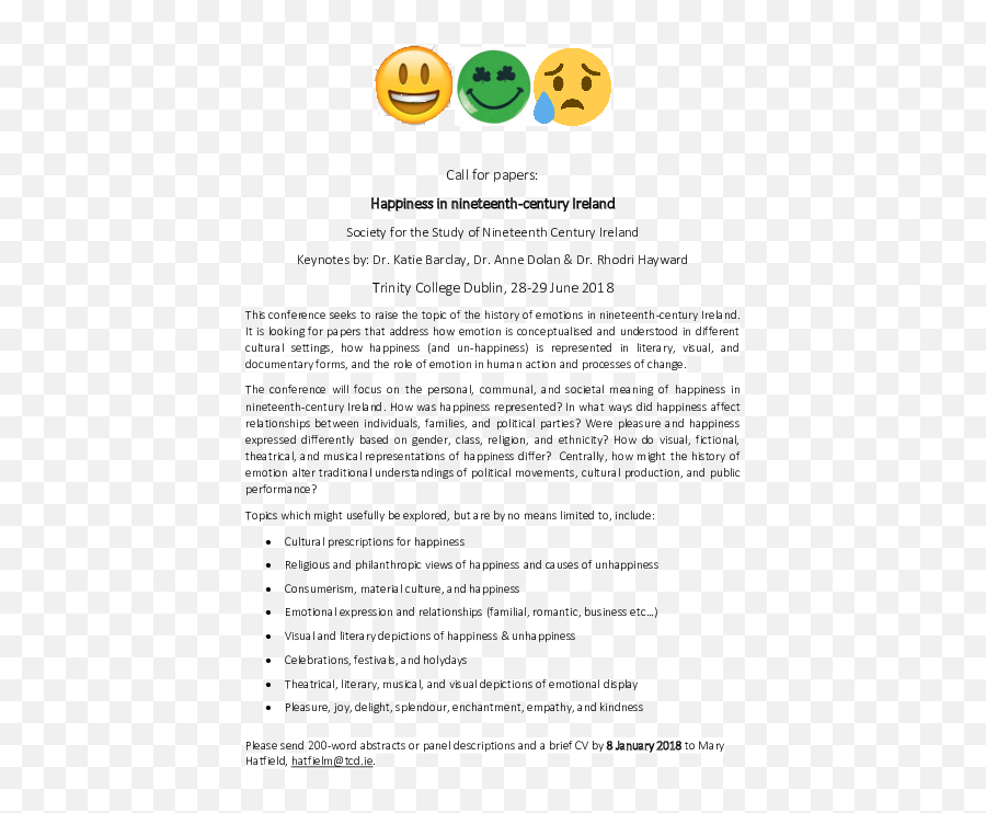 Pdf Call For Papers Happiness In Nineteenth - Century Dot Emoji,Religious Emoticon