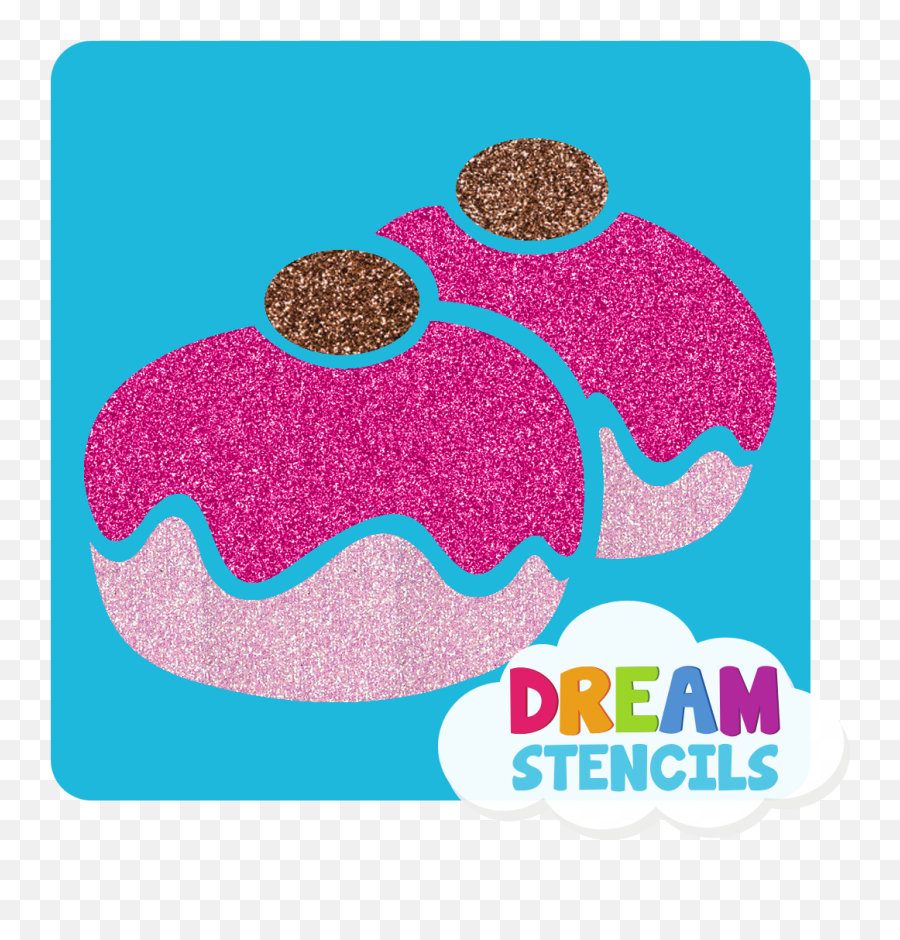 Double Sufganiyot Doughnut Glitter Tattoo Stencil - Hp39 5pc Pack Dot Emoji,Emoji Temporary Tattoos