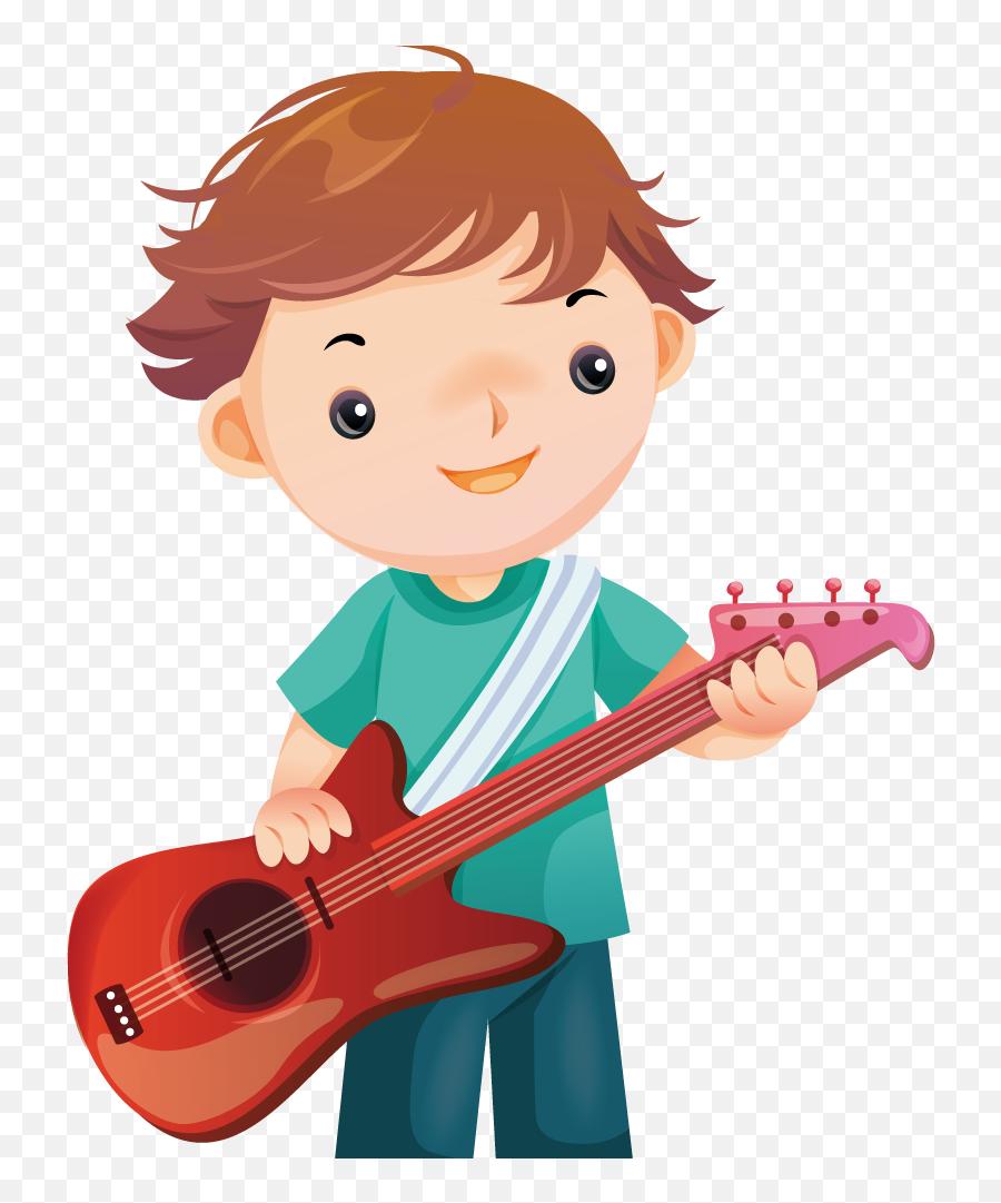 Download Boy Cartoon Guitar Instrument - Playing The Guitar Cartoon Png Emoji,Emoticon Guitar Player
