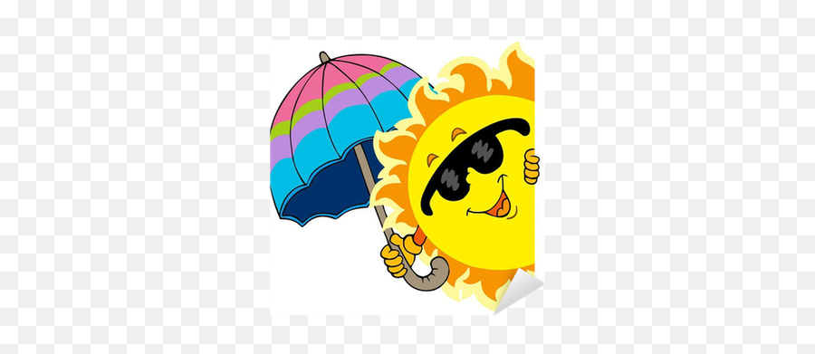 Lurking Sun With Umbrella Sticker U2022 Pixers - We Live To Change Umbrella And Sun Clipart Emoji,Japanese Emoticons Lurk