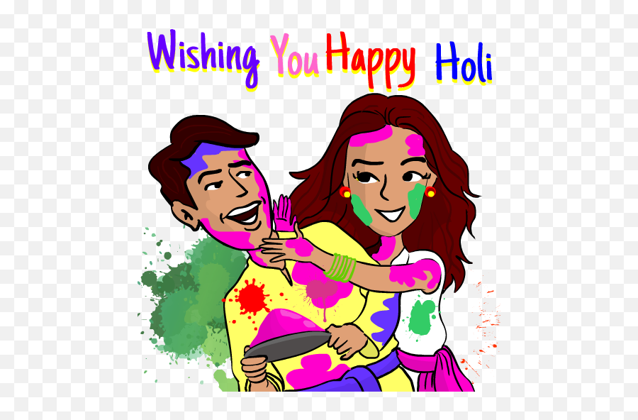 Holi Stickers For Whatsapp - Cartoon Holi Sticker Png Emoji,Whatsapp Holi Emoticons