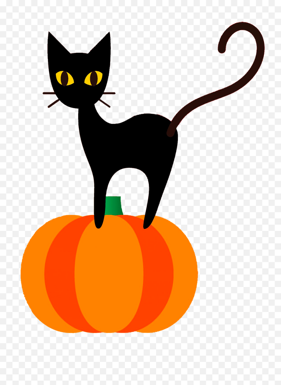 Black Cat On A Pumpkin Clipart Free Download Transparent - Black Cat And Pumpkin Clipart Emoji,Black Cat Emoji