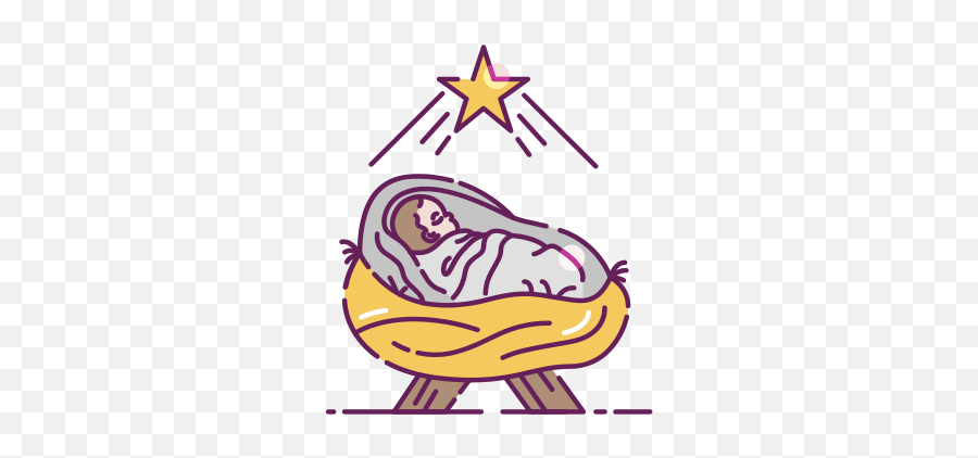 Baby Jesus Manger Christmas Free - Baby Jesus In The Manger Png Emoji,Christmas Emoticons Nativity