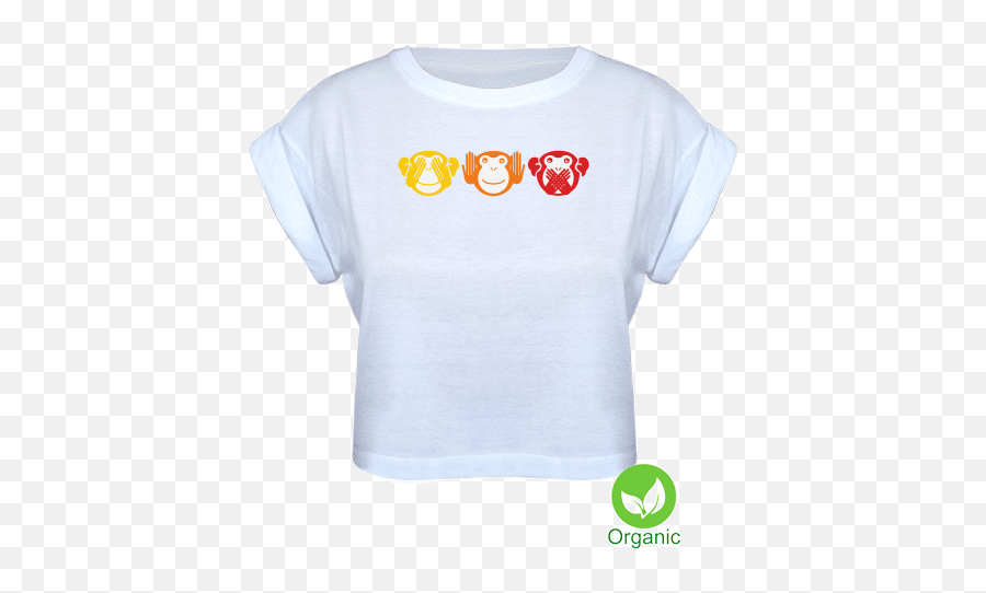 3 Monkeys Ladies Crop Top With Full - Colour Dtg Printing Emoji,Text Emojis Shirts