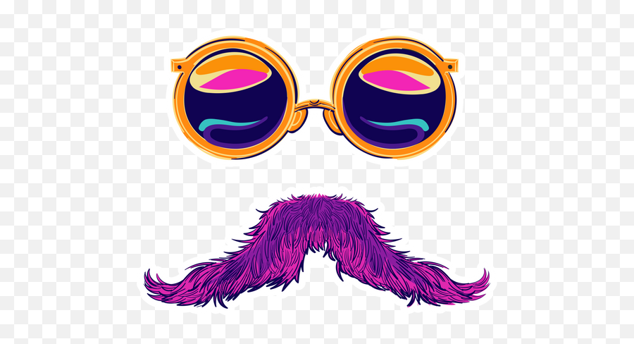 Round Sunglasses And Pink Mustache Sticker - Sticker Mania For Adult Emoji,Harry Potter Glasses Emoji