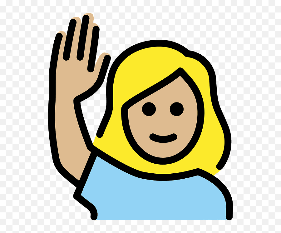 Woman Raising Hand Emoji Clipart - Bye Woman Waving Emoji Clip Art,Woman Shrugging Emoji