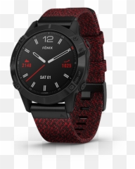 Fnix 6 Wearables Products Garmin India Home - Garmin Fenix 6 Sapphire Black Dlc With Heathered Red Nylon Band Emoji,Bands Using Emojis