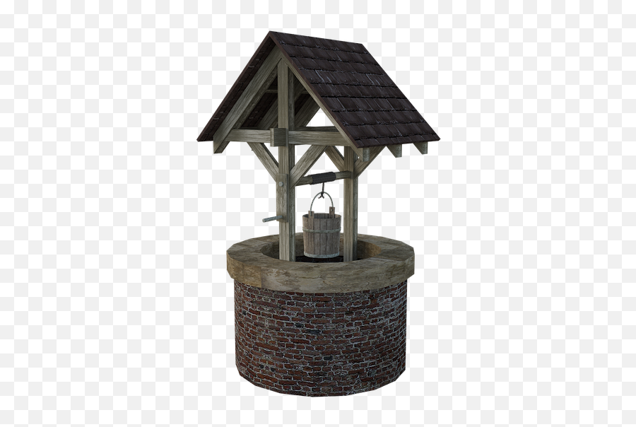 Wooden Fountain Wishing Water Garden - Wishing Well Png Emoji,Effect Of Running Water From Fountains On Emotions