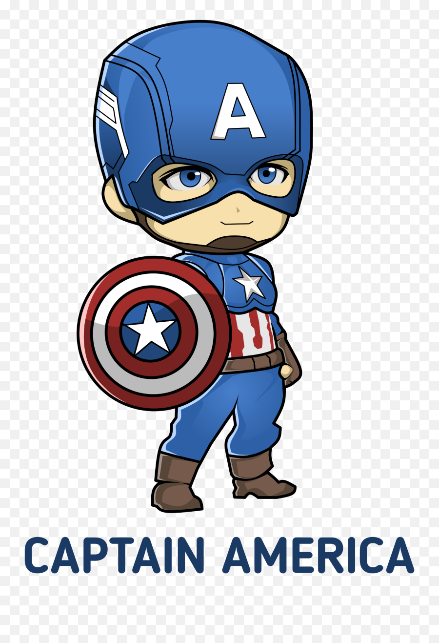 Vector Cartoon Art Of Captain America - Captain America Avengers Chibi Emoji,Captain America Emotion Cards