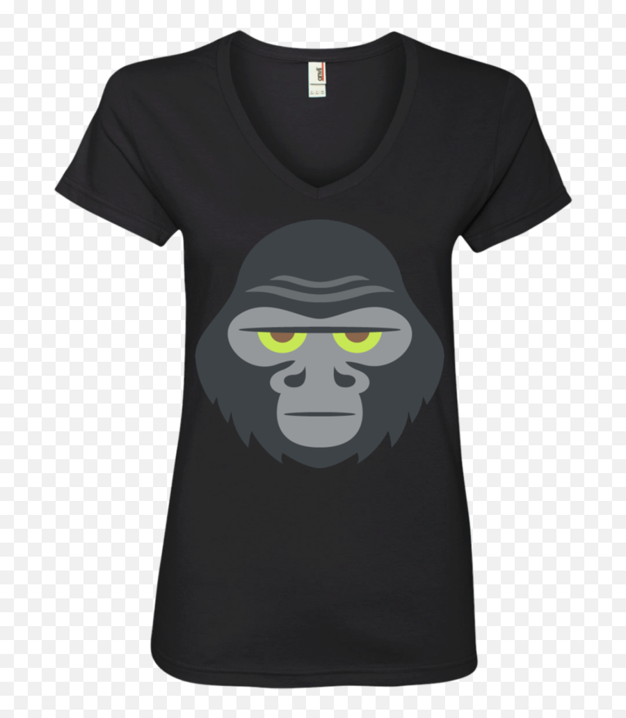 Gorilla Emoji Ladiesu0027 V - Neck Tshirt U2013 That Merch Store Cute Snoopy Tshirts For Women,Black Jesus Emoji