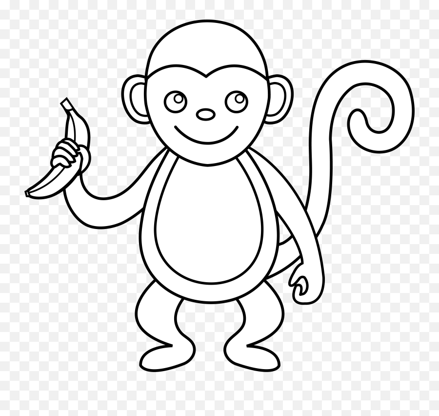 Cute Monkey Line Art - Free Clip Art Clip Art Free Clip Black And White Monkey Clip Art Emoji,Drake Emoji Hands