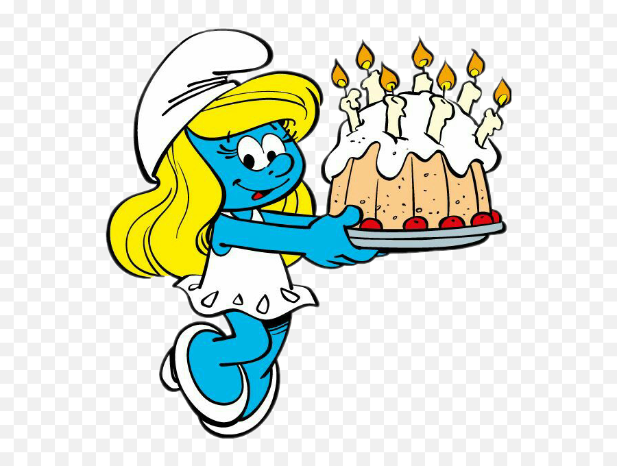 Sticker By Nrggiulia83 - Smurfette Holding Cake Emoji,Torta Emoji