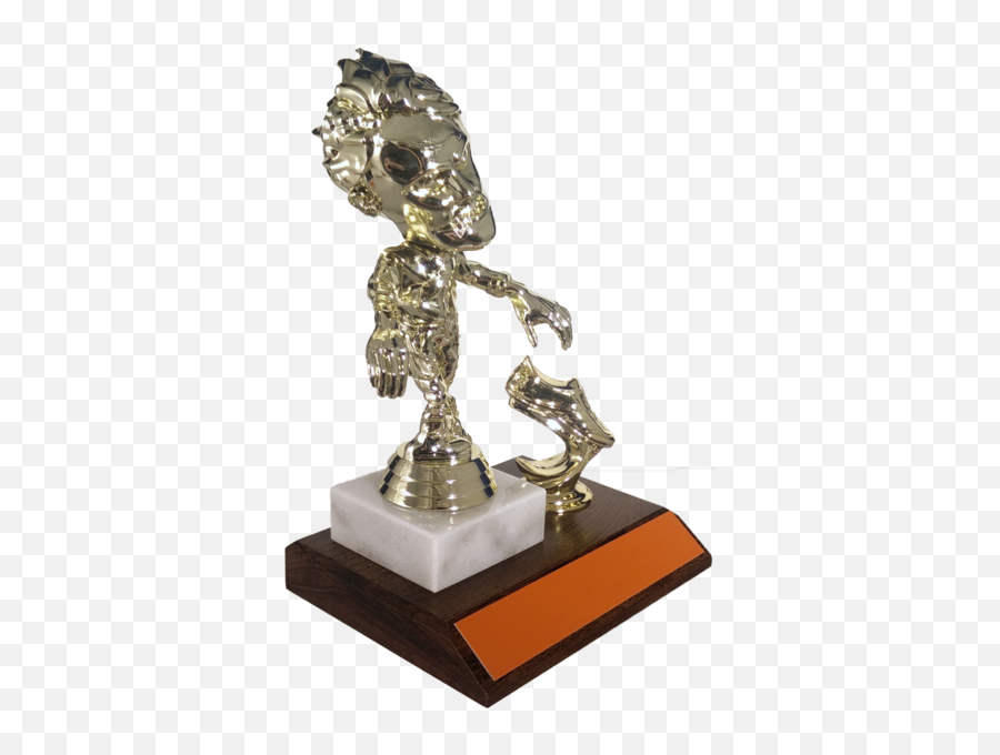 Walking Zombie Halloween Trophy With Foot On Flat Marble And Wood - Antique Emoji,Patrick Steware Emoji Movie