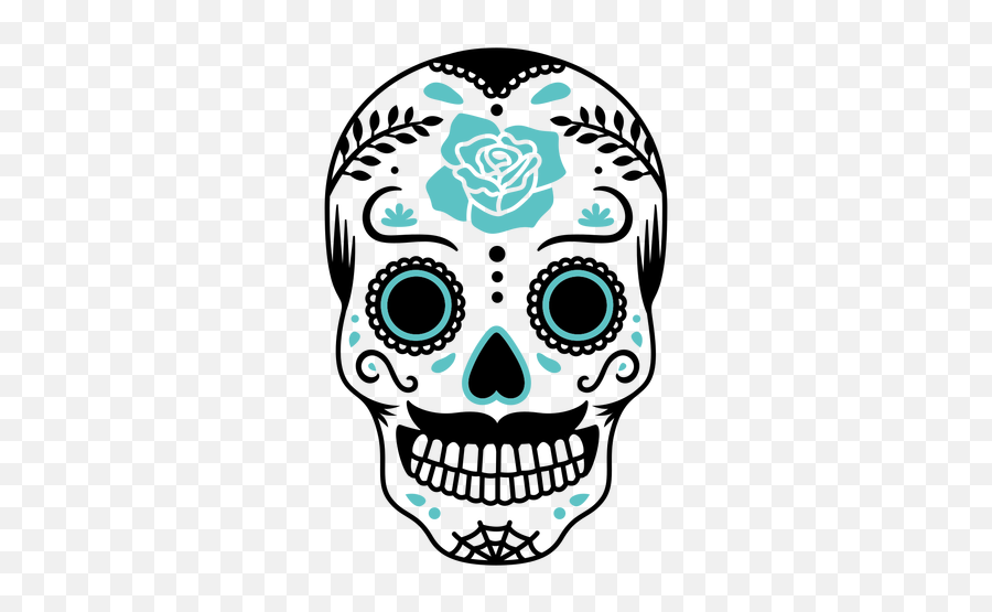 Blue Sugar Skull Moustache Color Stroke Transparent Png Emoji,Cross Skull Bone Emoji