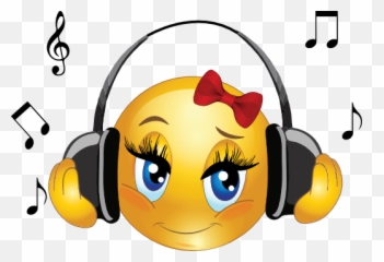 Free Smiley Girl Cliparts Download - Girl Emoji With Headphones,Listen Emoji
