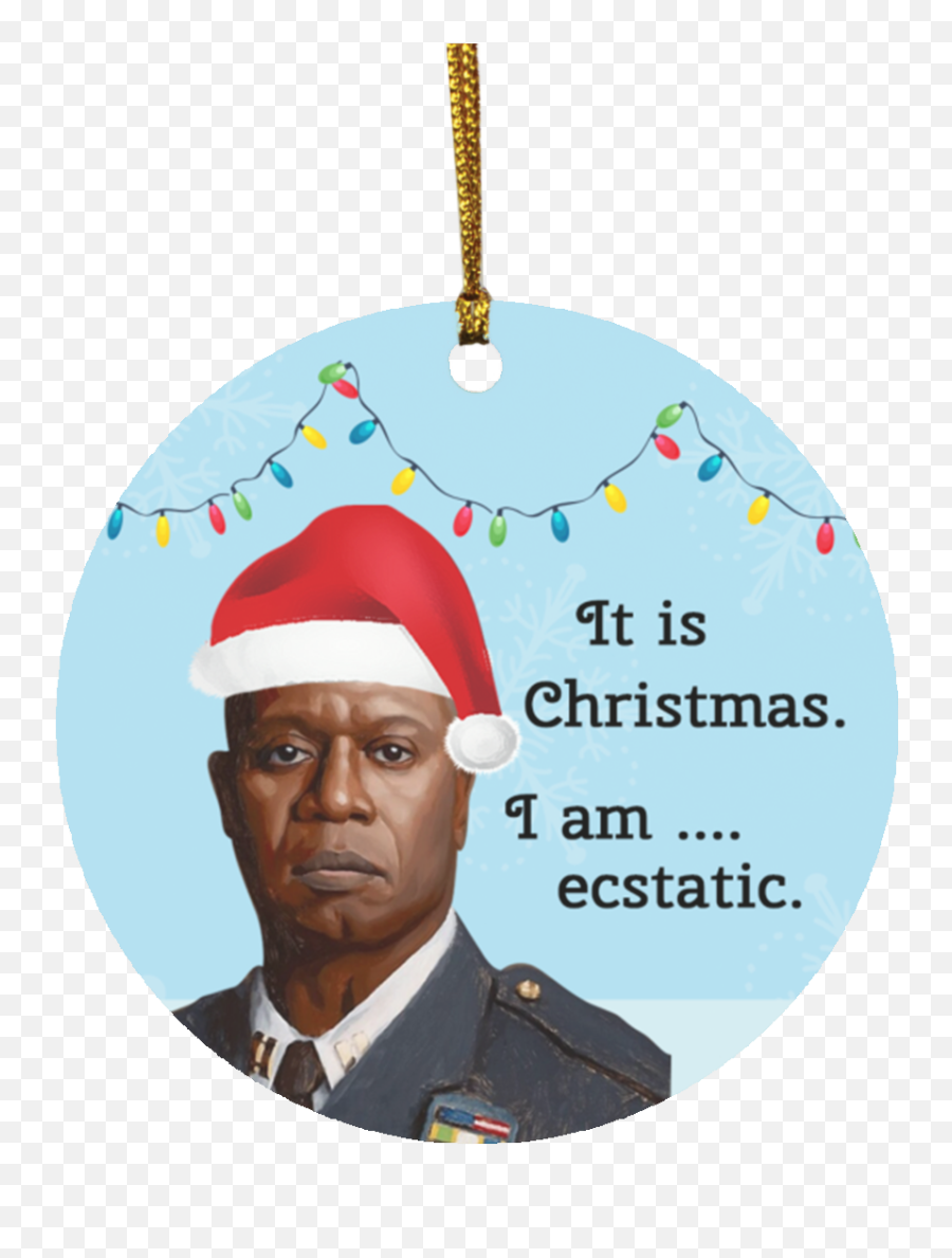 It Is Christmas I Am Ecstatic Decorative Christmas Ornament Keepsake - Holiday Flat Circle Ornament Official Emoji,Captain Holt Emojis On.your Phone