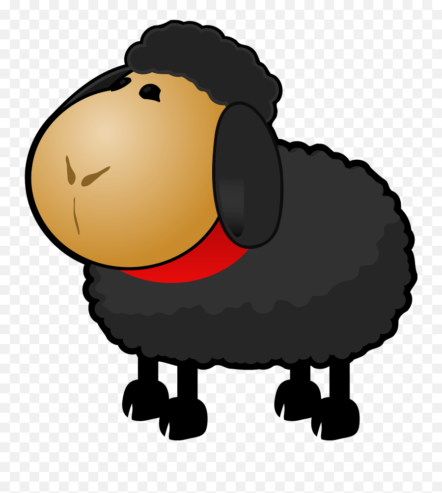 Black Sheep With Red Ribbon Throat - Sheep Clip Art Emoji,Black Sheep Emoji