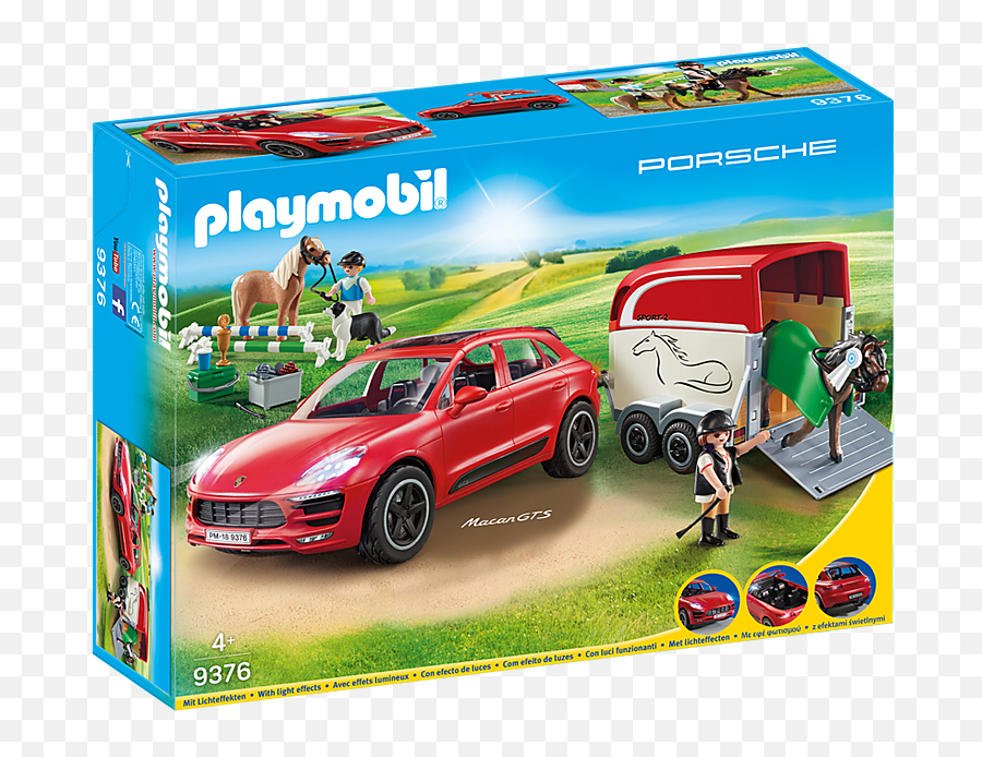 Porsche Macan With Trailer - Porsche Playmobil Emoji,Stock Photo Emotion Car Man Horse Dog