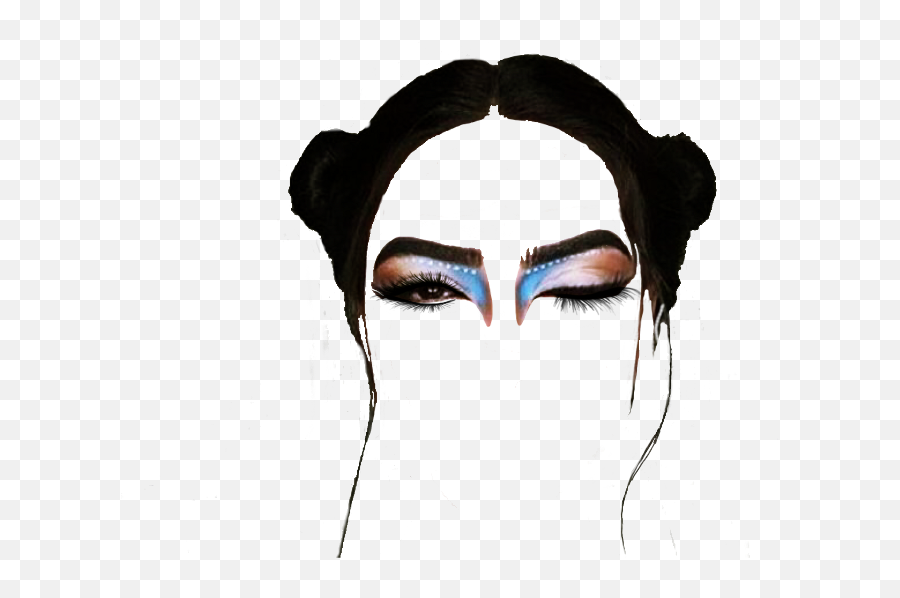 Ftestickers Wig Eyes Makeup Spacebuns Render Freetoedit - Sketch Of Eye Makeup Emoji,Makeup Emoji