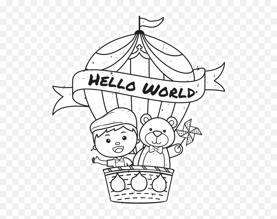 Hot Air Balloon Bear And Cute Boy T - Shirt Hot Air Balloon Emoji,Cute Diy To Draw That Are Small Emojis