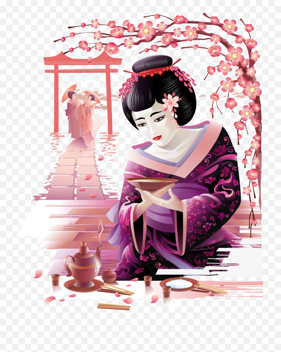 Mq Pink Geisha Japan Sticker Emoji,Japanese Dolls Emoji