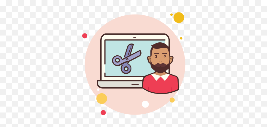Man Laptop Scissors Icon U2013 Free Download Png And Vector - Man With Laptop Icon Png Vector Emoji,Sicssors Emoji