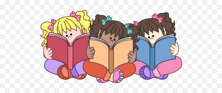 Reading Books Clip Art Png - Children Reading Storybook Clipart Emoji,Reading Emoji Png Transparent