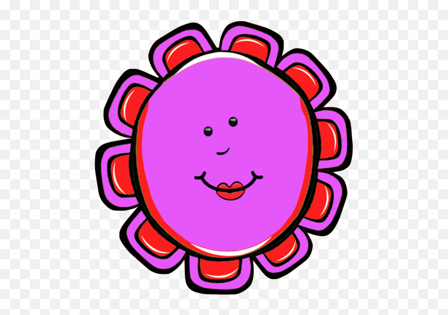 7 Purple Face Cute Cartoon Flower Faces 7 Different Images - Happy Emoji,Flower Emoticon Face
