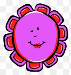 7 Purple Face Cute Cartoon Flower Faces 7 Different Images - Happy Emoji,Flower Emoticon Face
