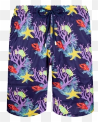 Multi Color Vintage Purple Print Men Bikini Swimsuit - Swimsuit Emoji,Flowers By Zoe Emoji Shorts