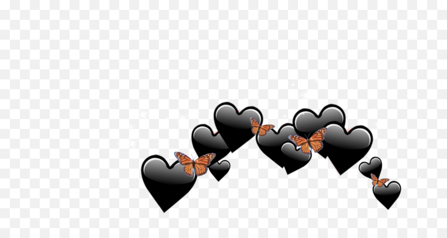 Black Orange Emoji Hearts Butterflies Sticker By,Black Emoticon Hearts