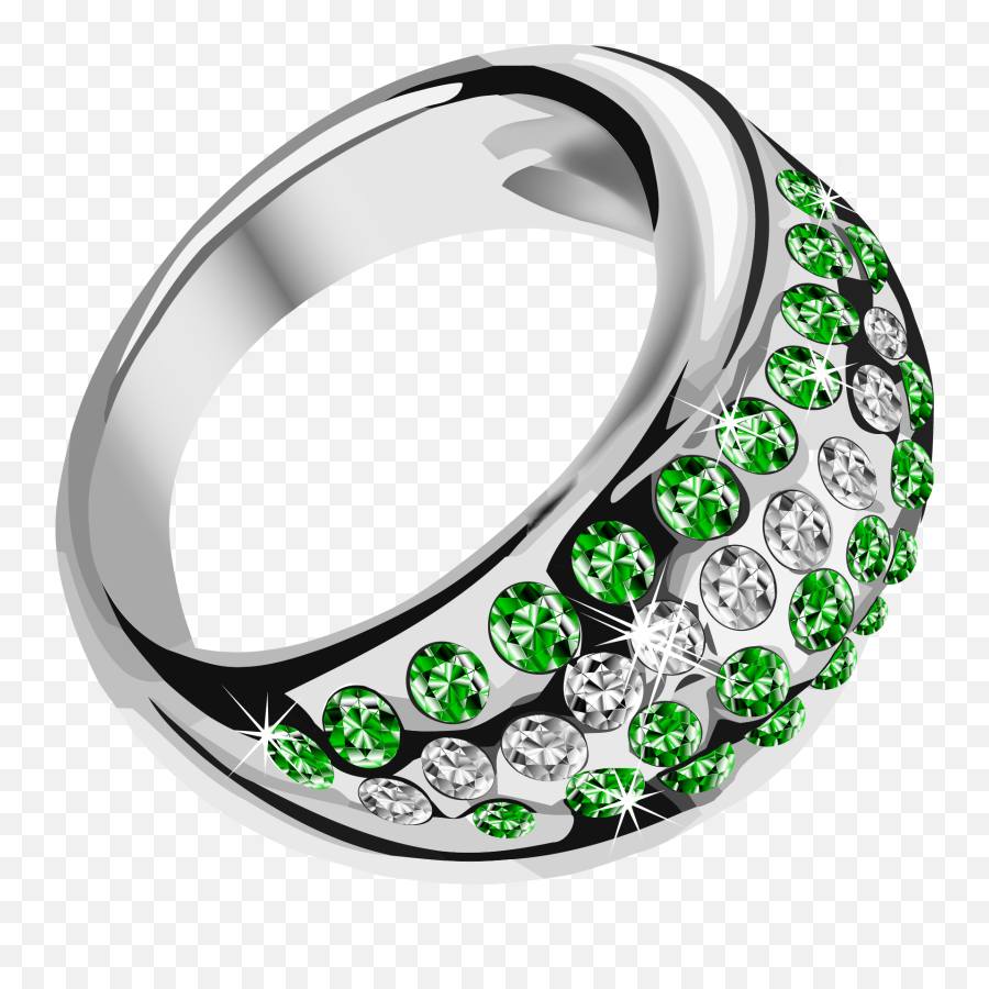 Silver Ring With Green Diamond Png Image Green Diamond Emoji,Emotions Swarovski Pendant