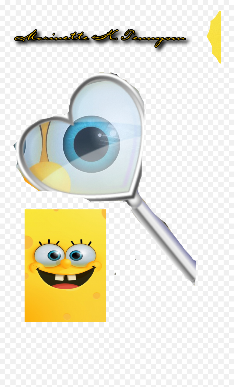 Spongebob Original Eyes Yellow Sticker By Star - Happy Emoji,Emoji Magnifying Glass And Tv