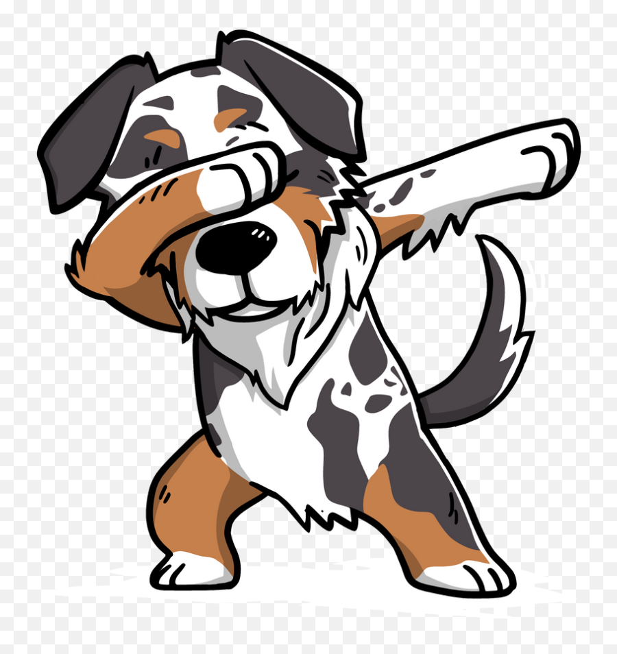 Funny Dabbing Australian Shepherd Dog - Dog Dabbing Emoji,Black Man Dancing Emoji