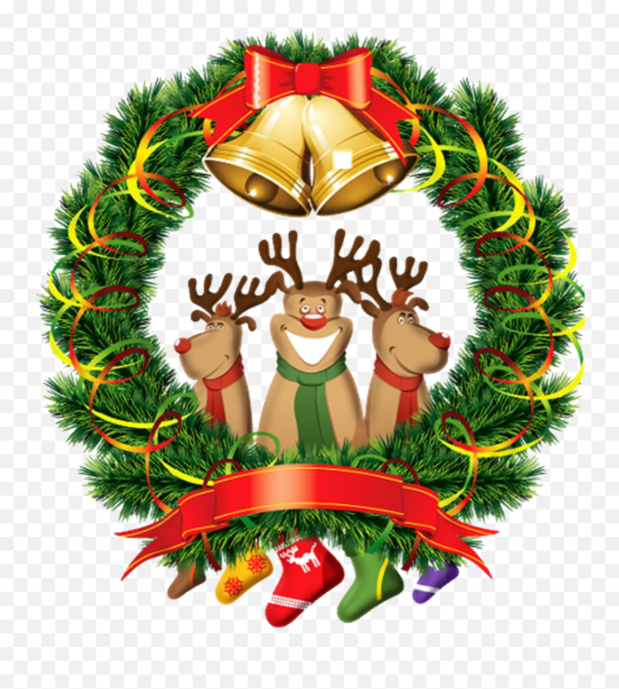 Christmas Wreath Reindeers Sticker - Bells For Christmas Emoji,Holiday Wreath Emoji