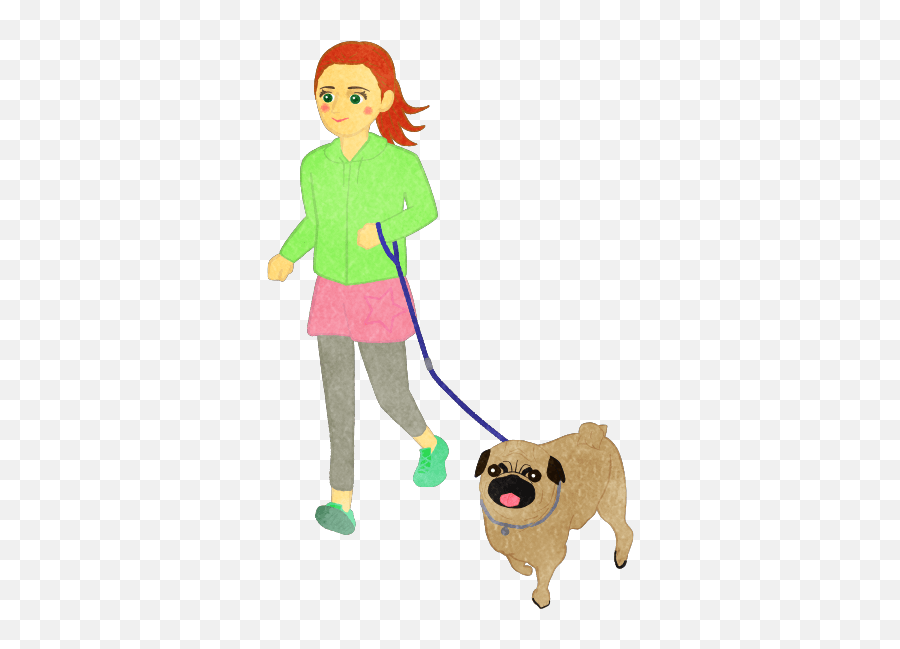 Lady Running With Pug - Cute2u A Free Cute Illustration For Emoji,French Run Emoji