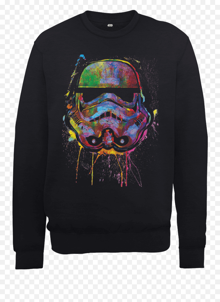 Star Wars Paint Splat Stormtrooper Sweatshirt - Black Long Sleeve Emoji,Girls Emoji Sweatshirt