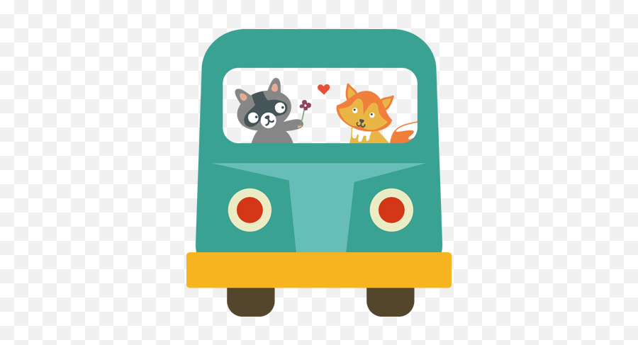 Kids Raccoon U0026 Fox Bus Wall Sticker - Cartoon Fox On A Bus Emoji,Is There A Fox Emoji