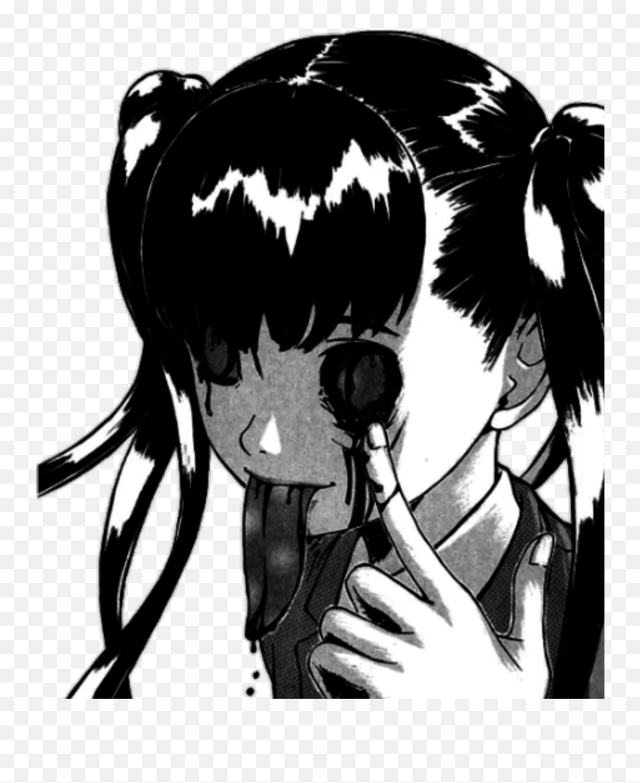 Manga Anime Cartoon Horror Comic - Black And White Transparent Anime Emoji,Scary Anime Emoji