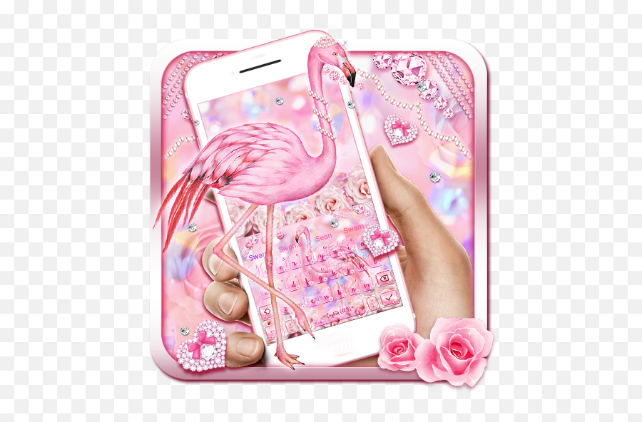 Pink Diamond Flamingo Keyboard - Garden Roses Emoji,Pink Flamingo Emoji