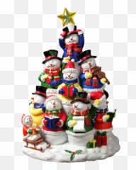 Snowman Tree Lighted Figurine - Christmas Day Emoji,Merry Christmas Animated Emoticon Art