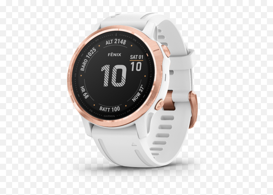 Fenix 6s Pro - Rose Goldtone With White Band Emoji,Wrist Monitor Emotion