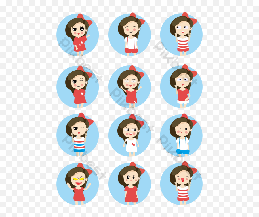 Cute Girl Emoji Pack Png Images Eps Free Download - Pikbest,Woman Crying Emoji