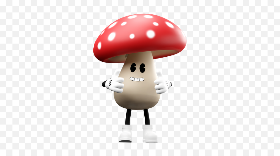 Premium Mushroom With Victory Sign Emoji 3d Illustration,Log Emoji