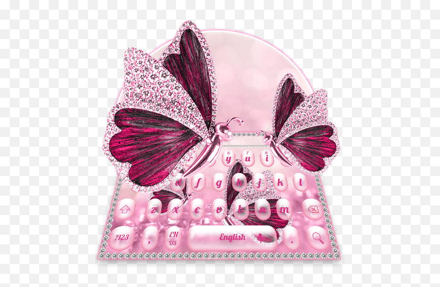 Pink Diamond Luxury Butterfly Keyboard - Girly Emoji,Pink Diamond Emoji