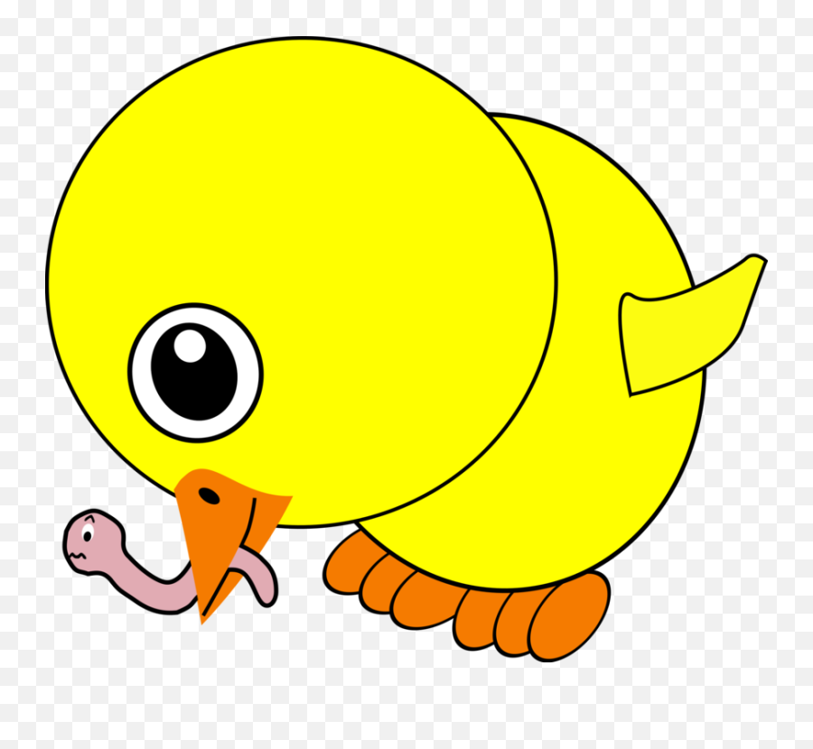 Funny Chick Eating Earthworm Clipart - Pollito Comiendo Lombriz Emoji,Earthworm Emoji
