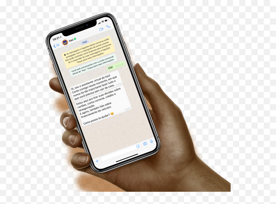 Aplicativo Itaú - Mão Segurando Celular Whatsapp Png Emoji,Emoticons Que Se Mechem