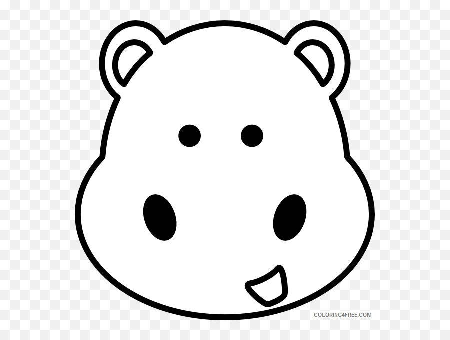 Hippo Outline Coloring Pages Hippo Head - Dibujos De Hipopotamos Faciles Emoji,Alien Emoji Head Pinata