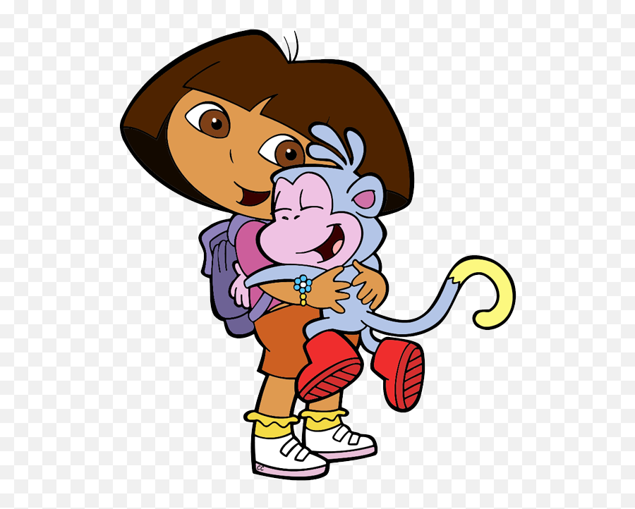 School Pet Kiss Cartoon - Hugging Dora The Explorer And Boots Emoji,Emoji Movie Kisscartoon